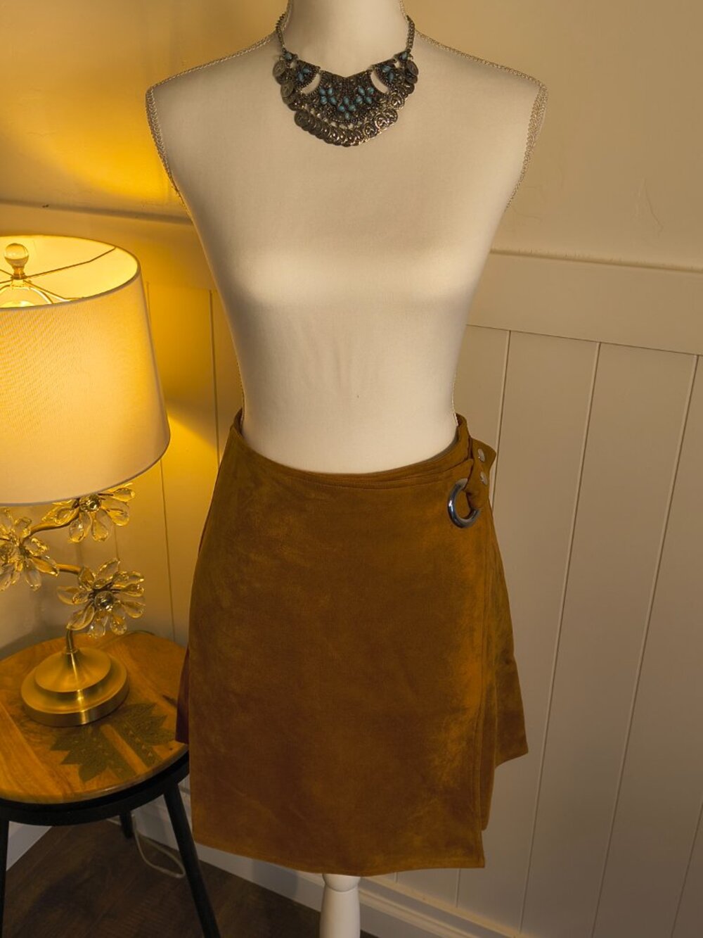 Patrizia Luca Camel Suede Mini Skirt – Size M – Adjustable Waist